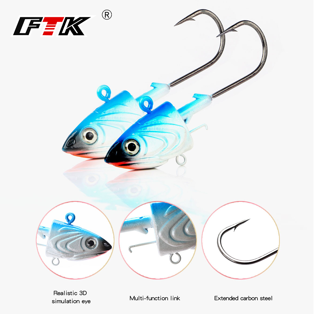Fishing Lure Soft Plastic - FTK 2PCS Jig Kopf Angelhaken 40g